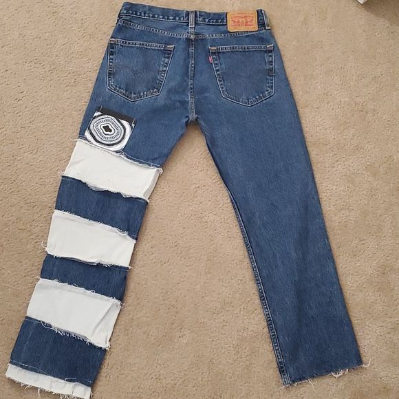 Levi's Distressed Hand Painted Cut Out 505 Jeans - 32 x 29 - Picture 8 of 11